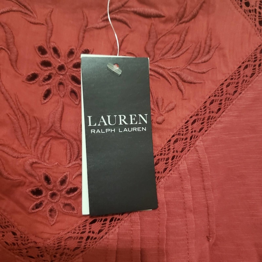 Lauren Ralph Lauren Embroidered Slub Jersey Top - NWT - Picture 12 of 14
